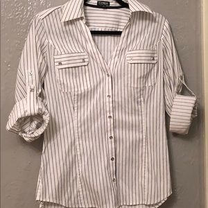 Express white pin stipe button up